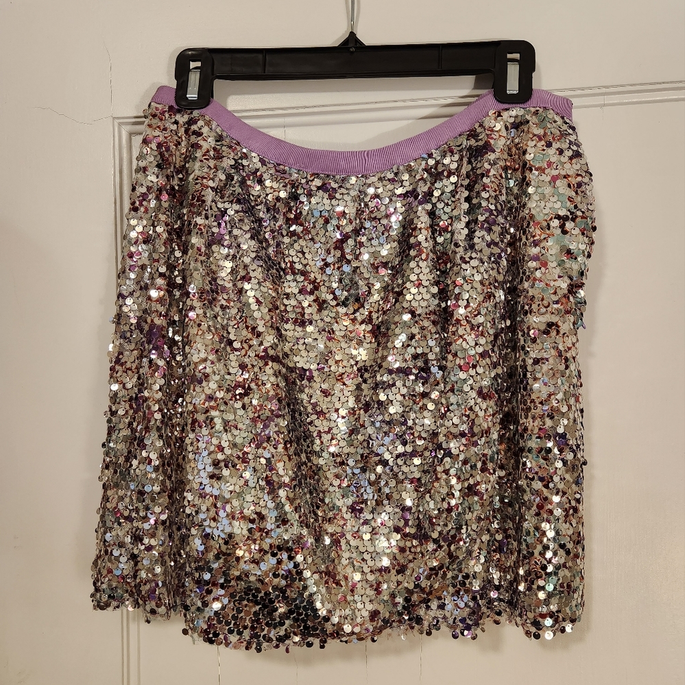 J. Crew Collection Sequined Purple Mini Skirt Size 4